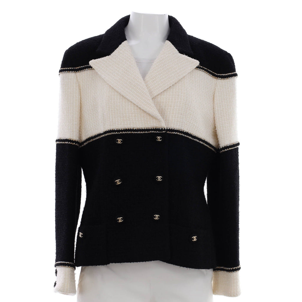 Women's Paris-31 Rue Cambon Bicolor Double Breasted Jacket Tweed