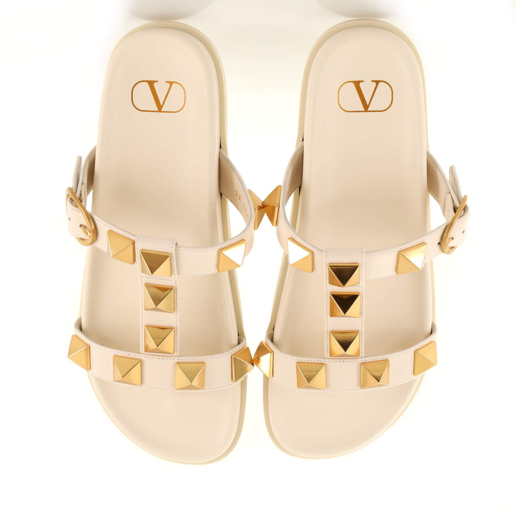 Women's Roman Stud Flat Sandals Leather