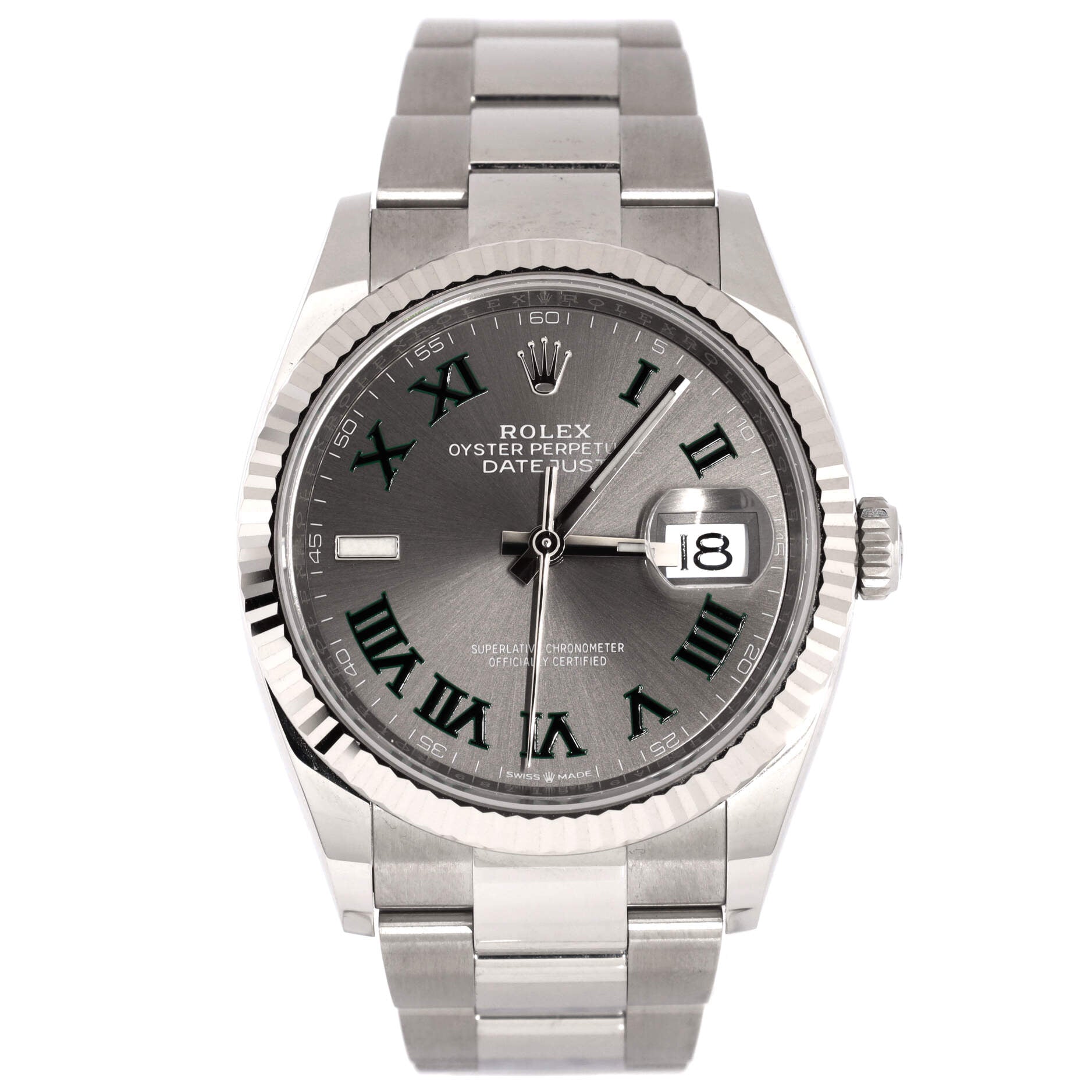 Oyster Perpetual Datejust Wimbledon Automatic Watch Stainless Steel and White Gold 36