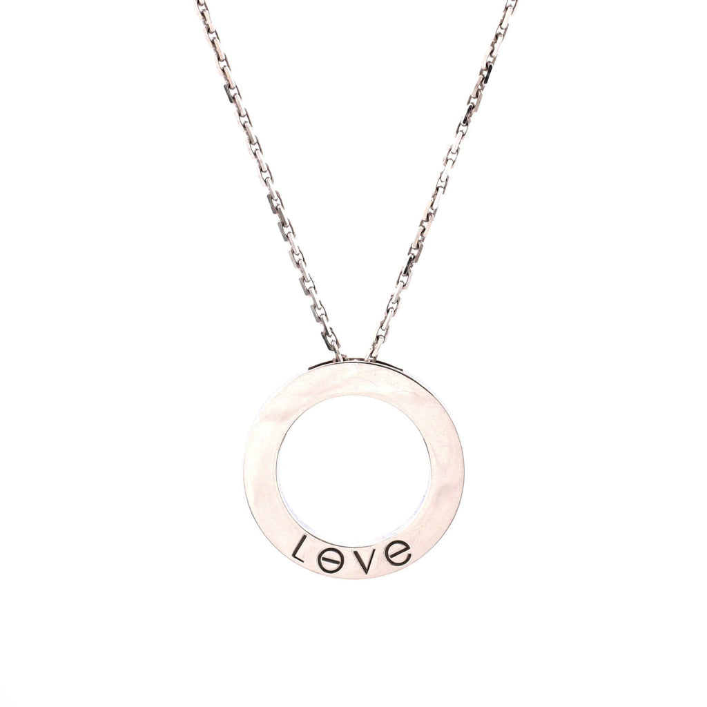 3 Diamonds Love Pendant Necklace 18K White Gold and Diamonds