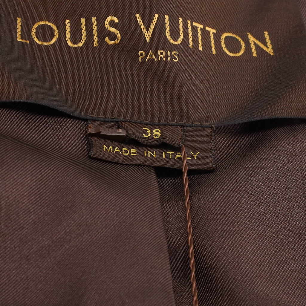 Women's Zip Up Collar Bomber Jacket Embroidered Monogram Leather with Wool