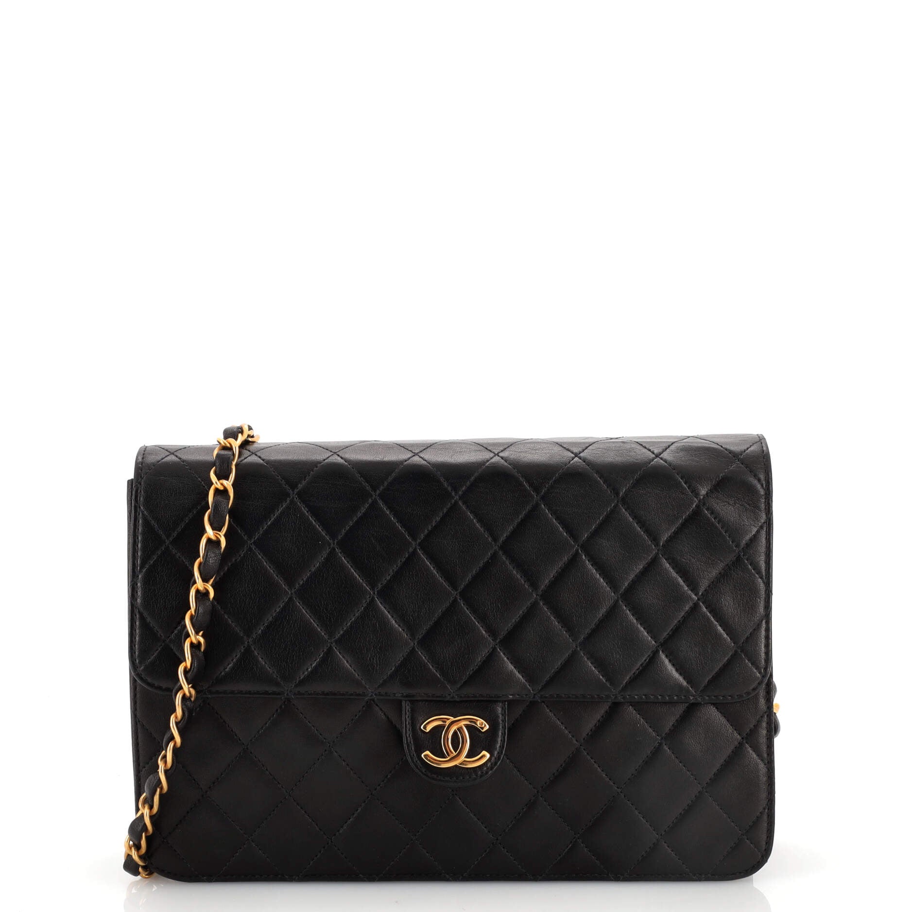 Vintage Clutch with Chain Quilted Leather Medium