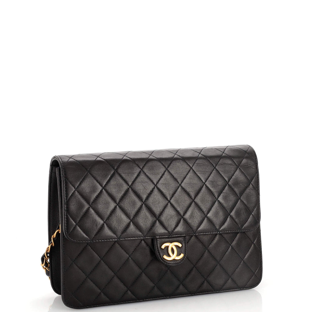 Vintage Clutch with Chain Quilted Leather Medium