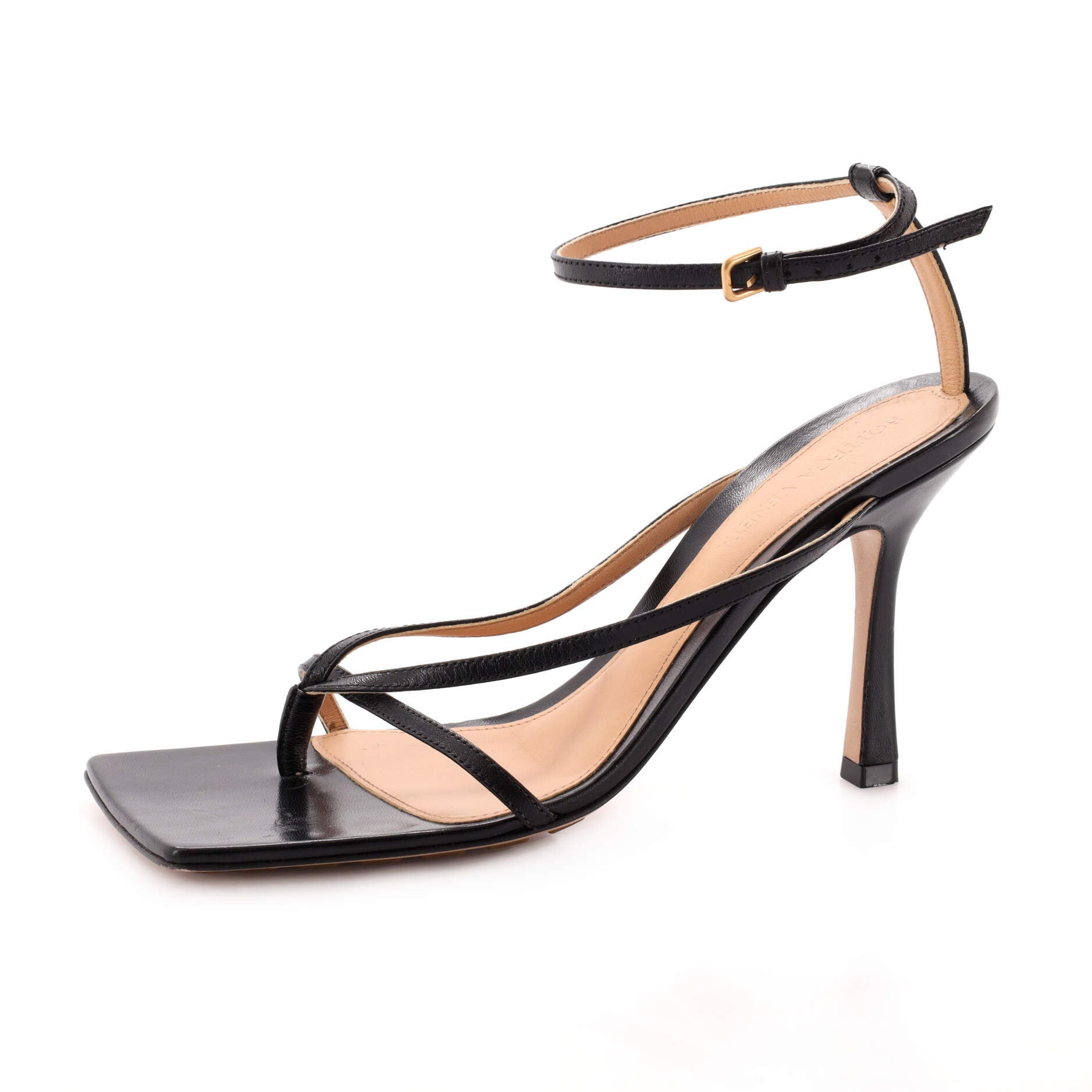 Women's Stretch Strap Heeled Sandals Leather