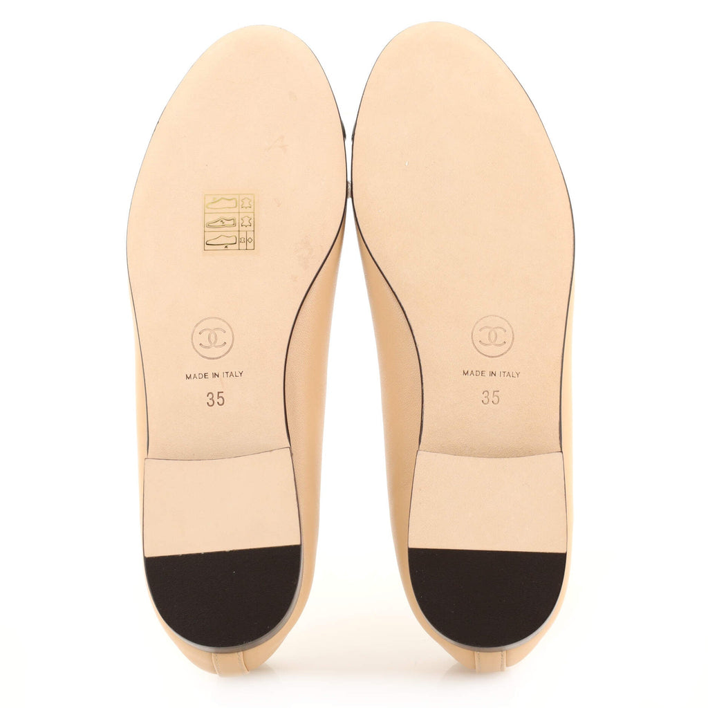 Women's CC Cap Toe Bow Ballerina Flats Leather