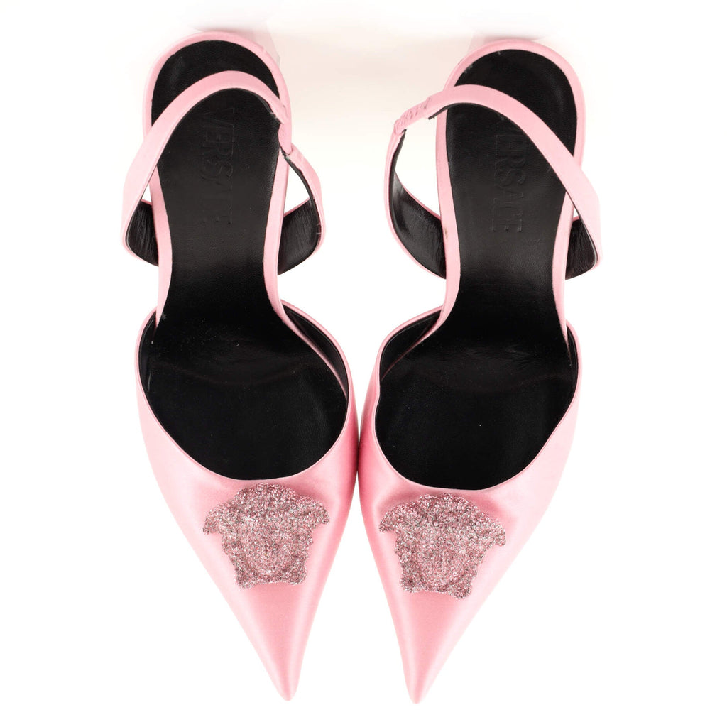 Women's La Medusa Slingback Pumps Satin with Crystals