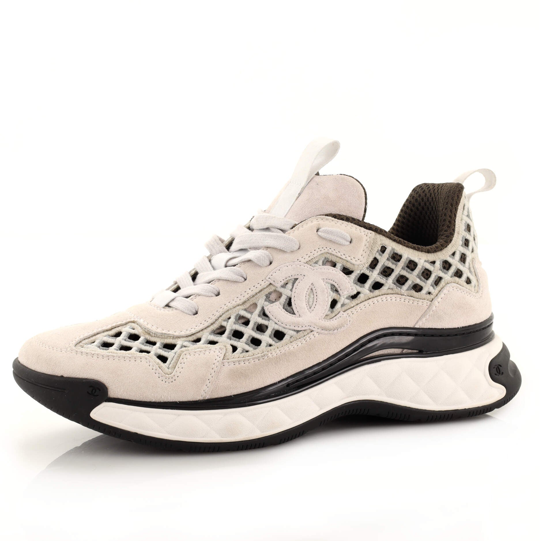 Women's CC Embroidery Sneakers Calfskin and Suede