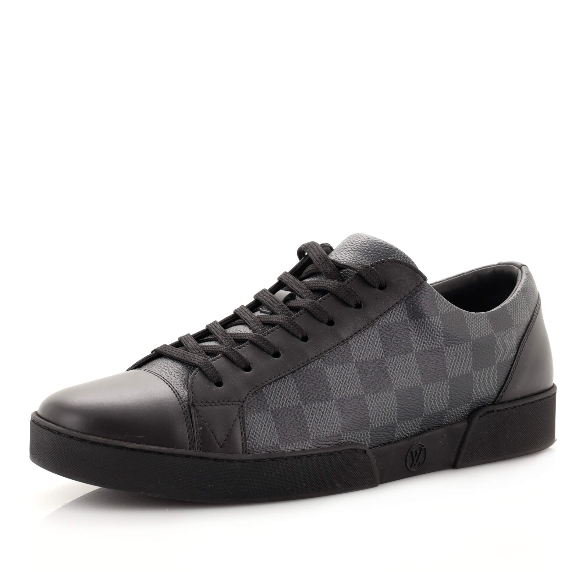 Men's Match Up Low-Top Sneakers Damier Graphite and Leather