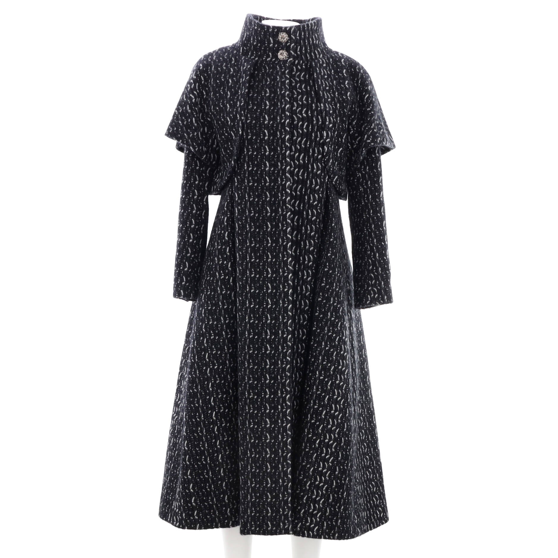Women's Stand Collar Layered Cape Coat Wool Tweed