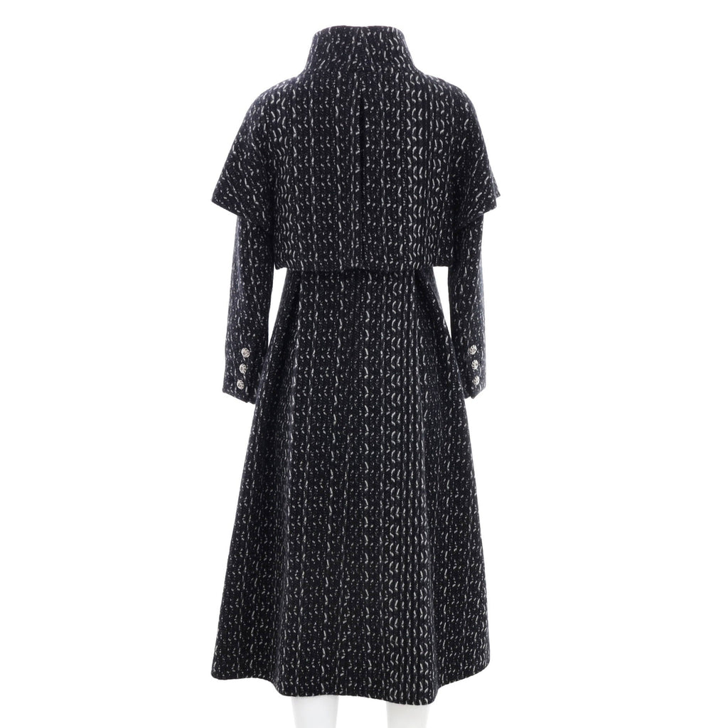 Women's Stand Collar Layered Cape Coat Wool Tweed