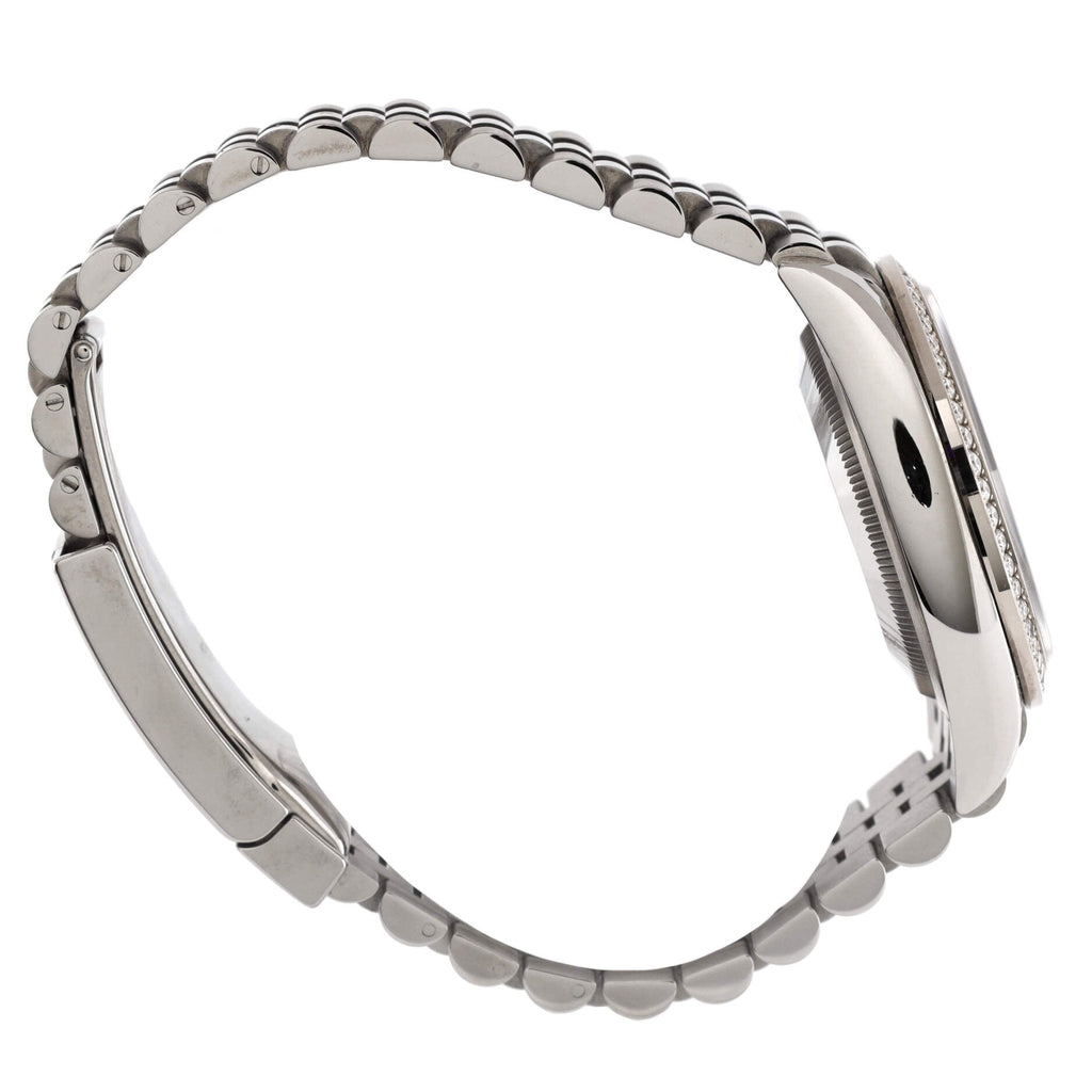 Oyster Perpetual Datejust Automatic Watch Stainless Steel and White Gold with Diamond Bezel and Markers and Mother of Pearl 36
