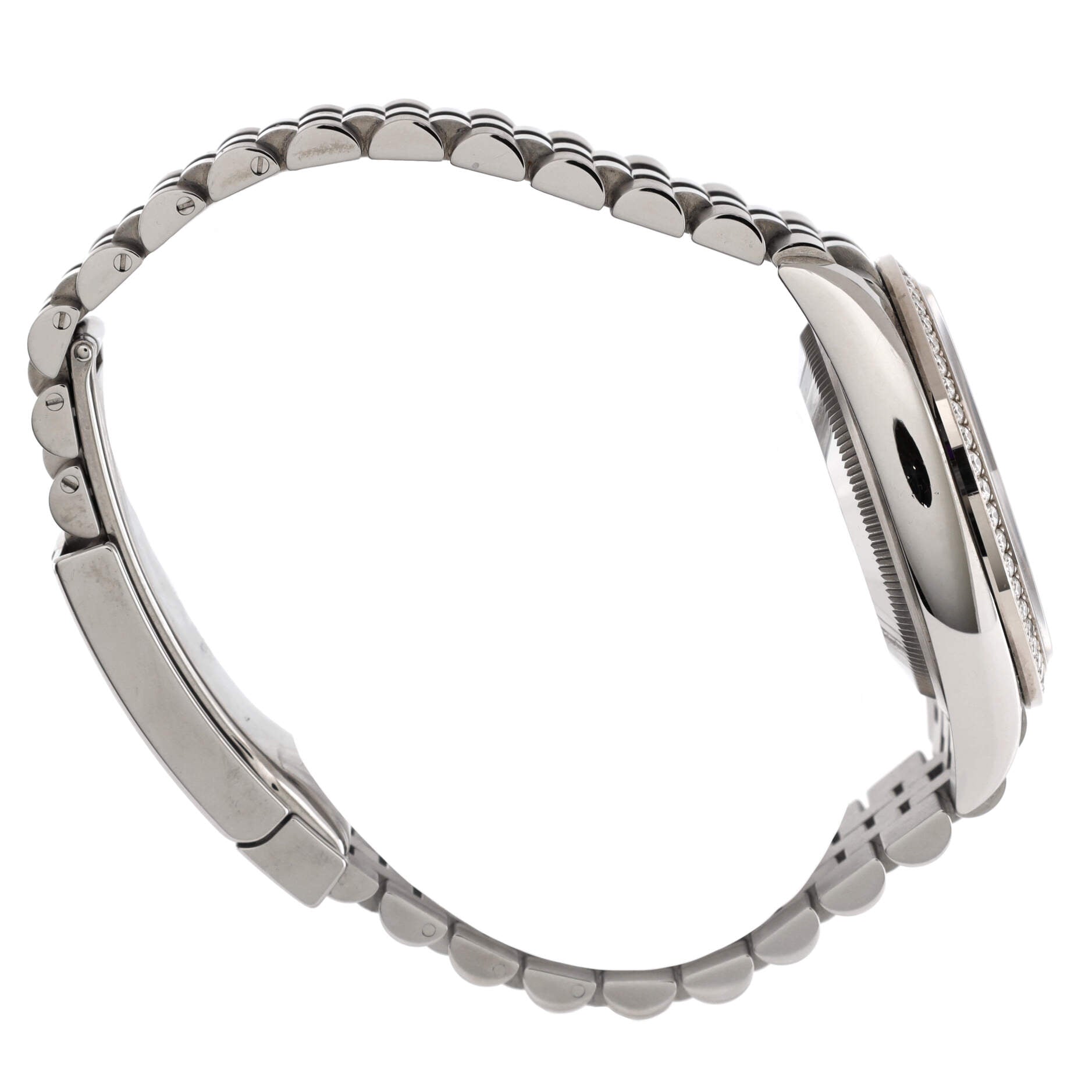 Oyster Perpetual Datejust Automatic Watch Stainless Steel and White Gold with Diamond Bezel and Markers and Mother of Pearl 36