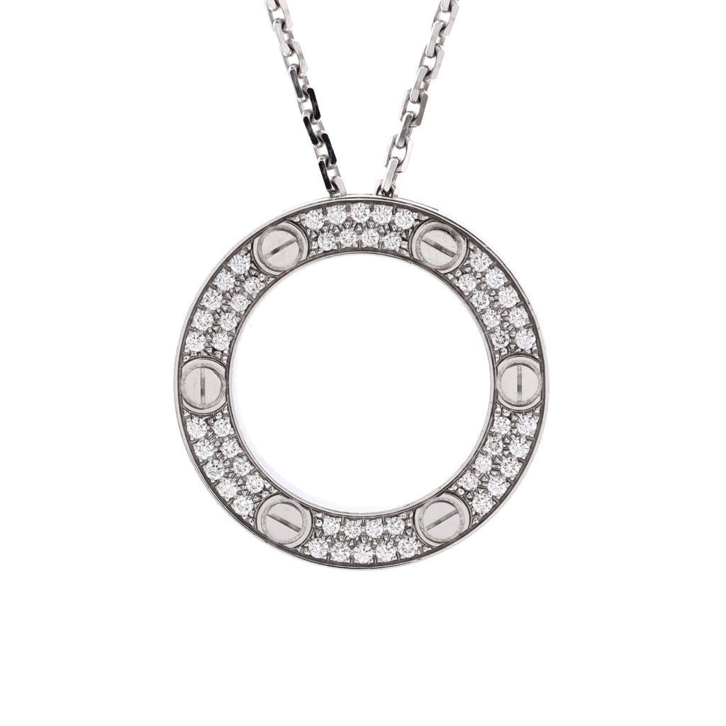 Pave Love Pendant Necklace 18K White Gold and Diamonds