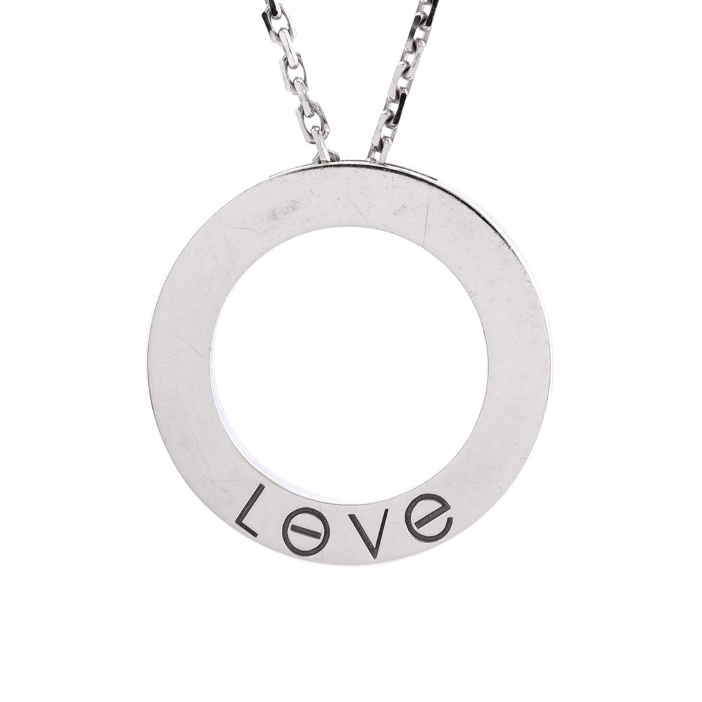 Pave Love Pendant Necklace 18K White Gold and Diamonds