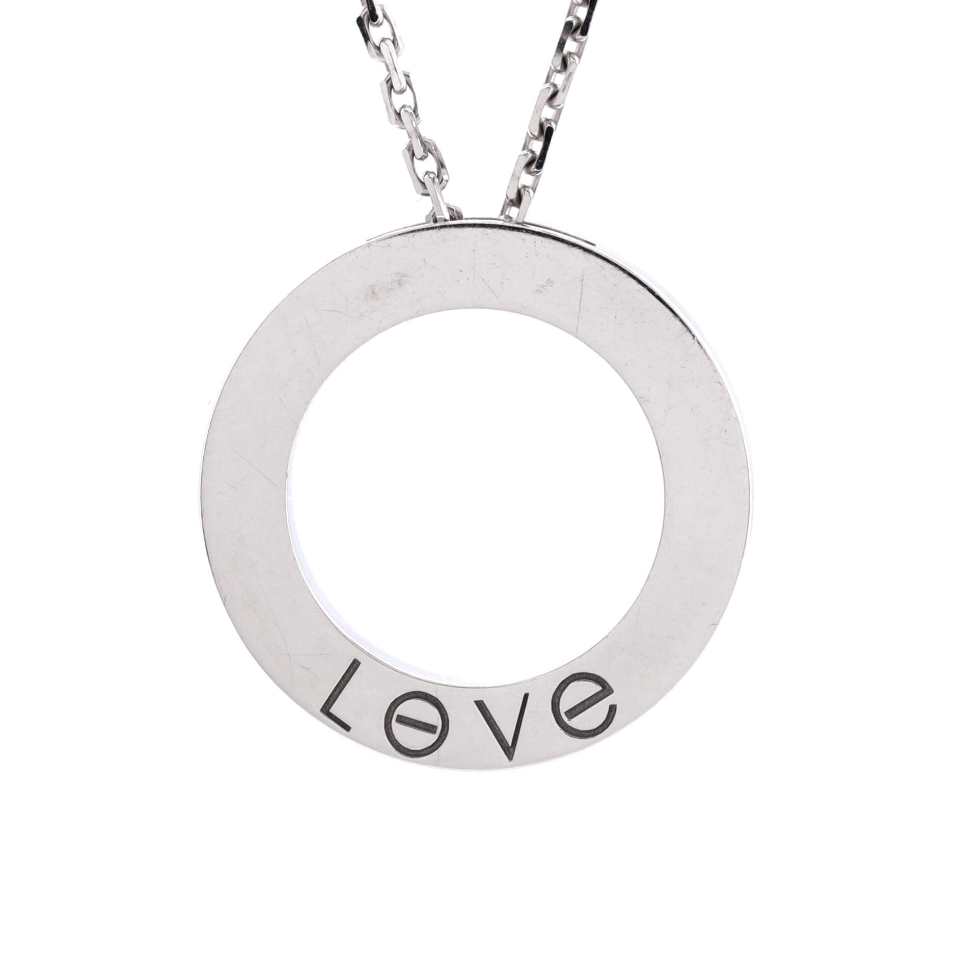 Pave Love Pendant Necklace 18K White Gold and Diamonds