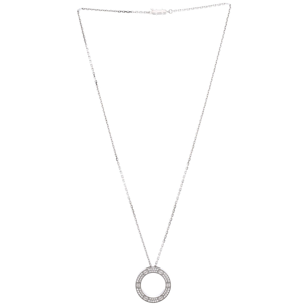 Pave Love Pendant Necklace 18K White Gold and Diamonds