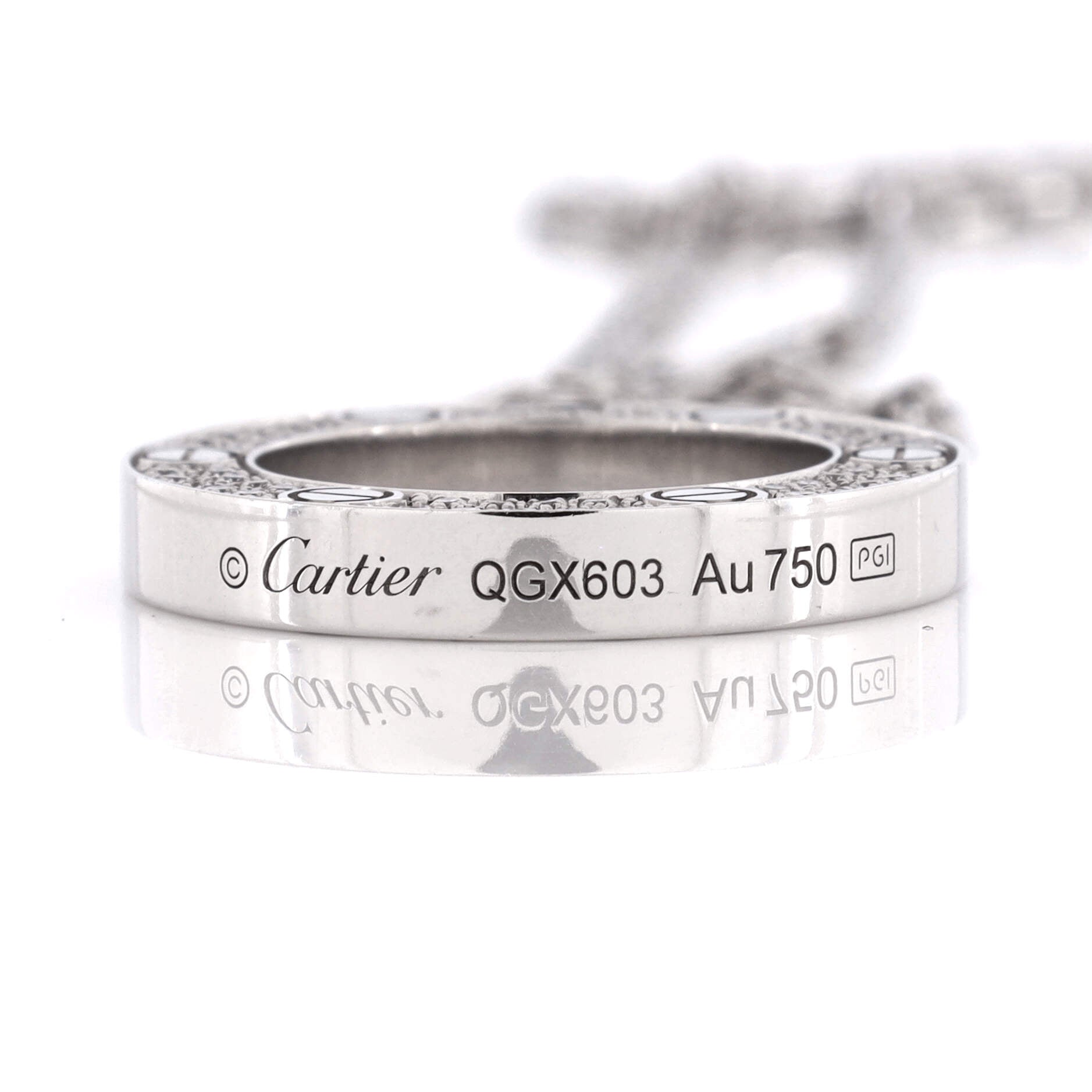 Pave Love Pendant Necklace 18K White Gold and Diamonds