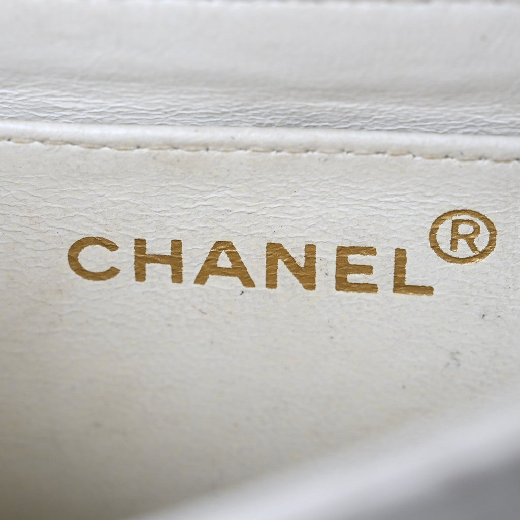 Lambskin Quilted Mini Square Flap White