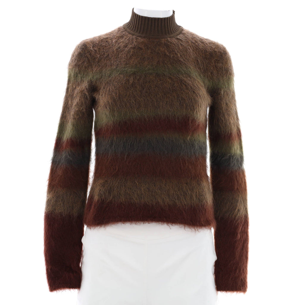 Women's Mock Neck Sweater Striped Wool Blend