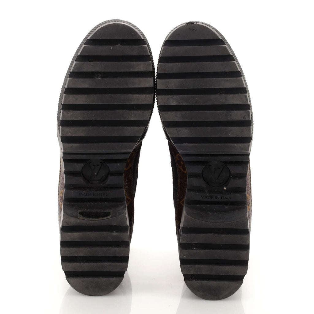 Women's Laureate Platform Desert Boots Suede with Monogram Canvas