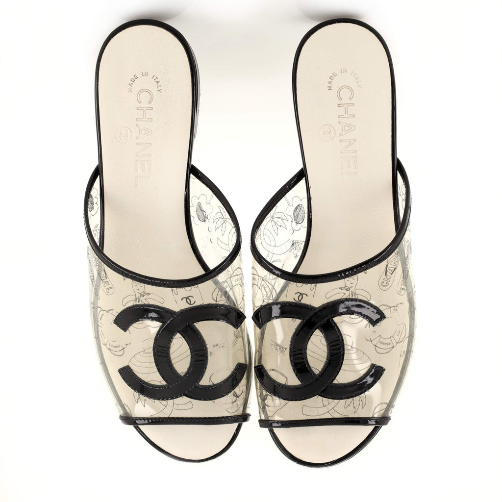 Women's CC Mule Sandals Printed PVC with Patent