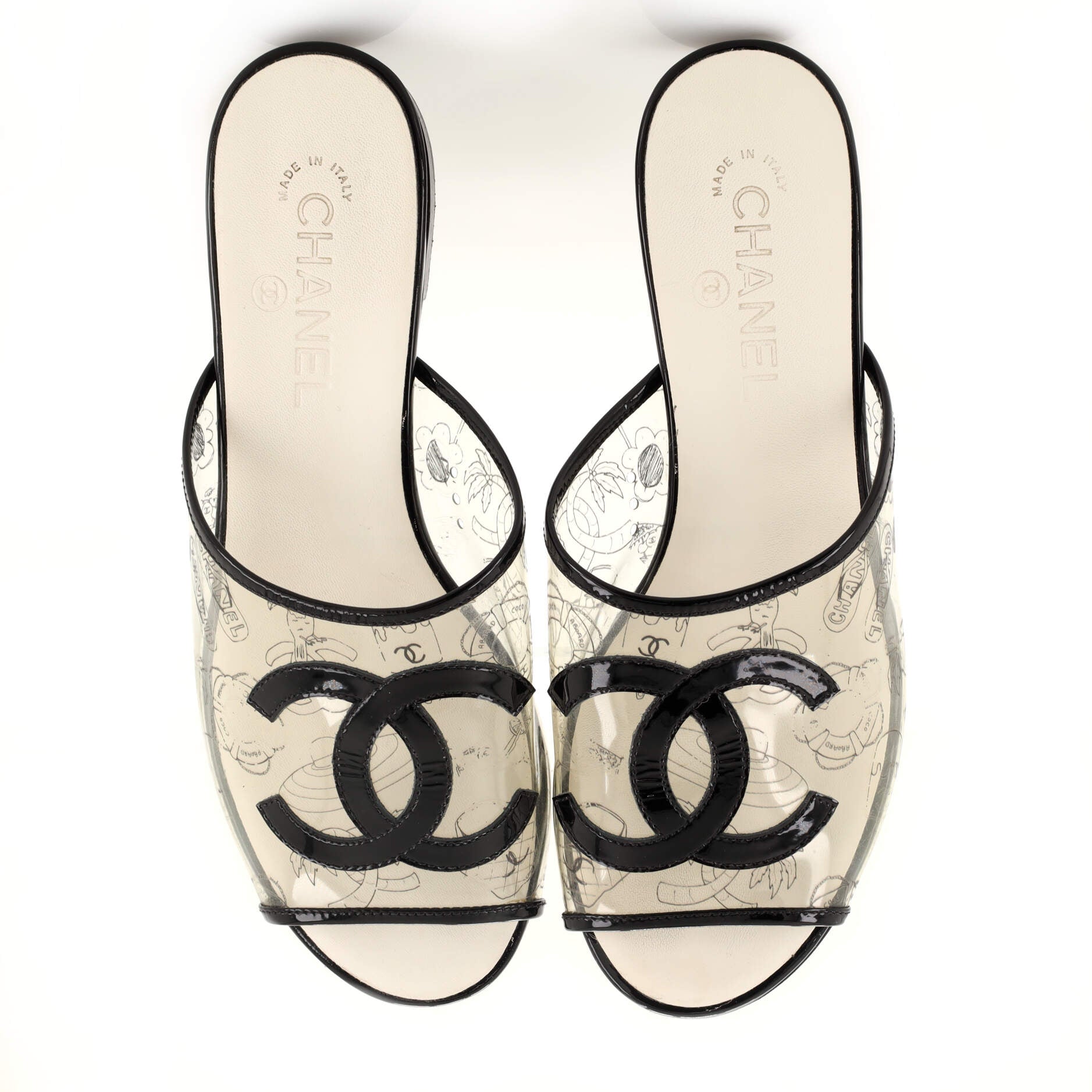 Women's CC Mule Sandals Printed PVC with Patent