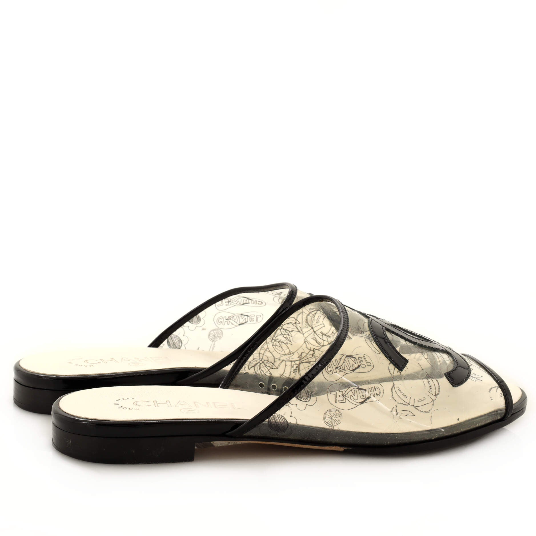 Women's CC Mule Sandals Printed PVC with Patent