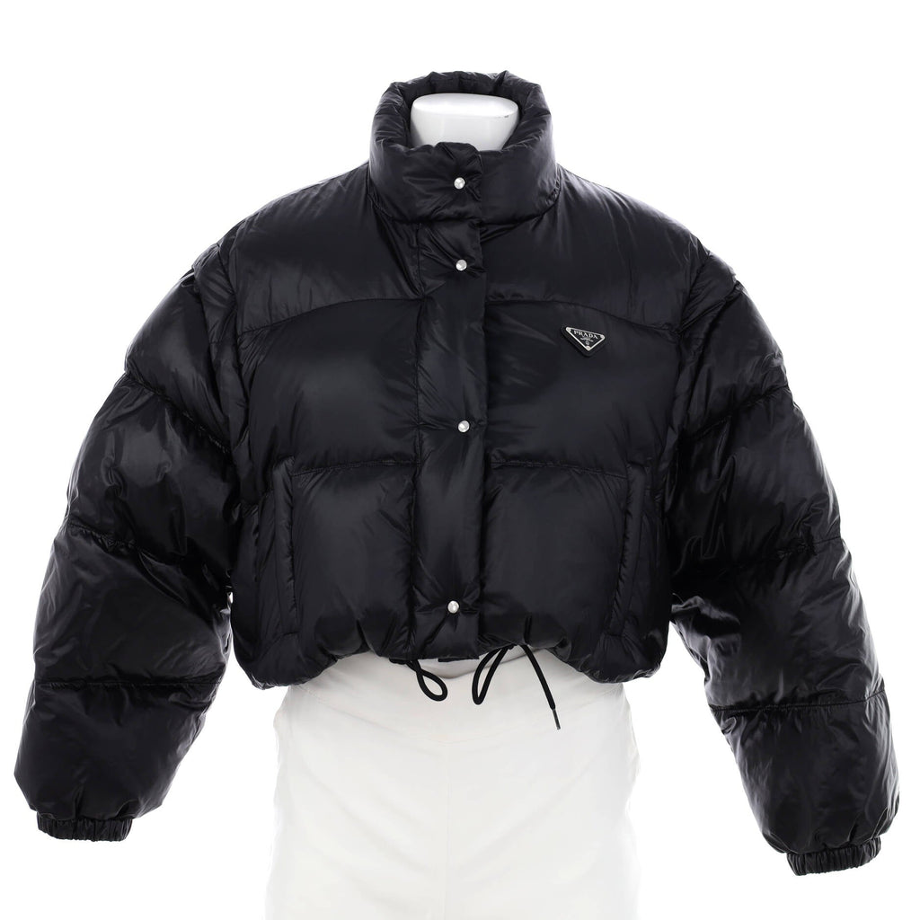 Women's Convertible Cropped Puffer Jacket Quilted Nylon with Down
