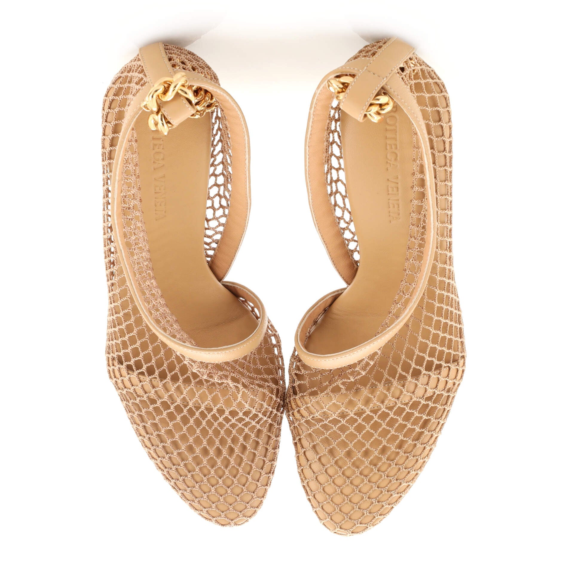 Women's Stretch Chunky Chain Pumps Mesh with Leather