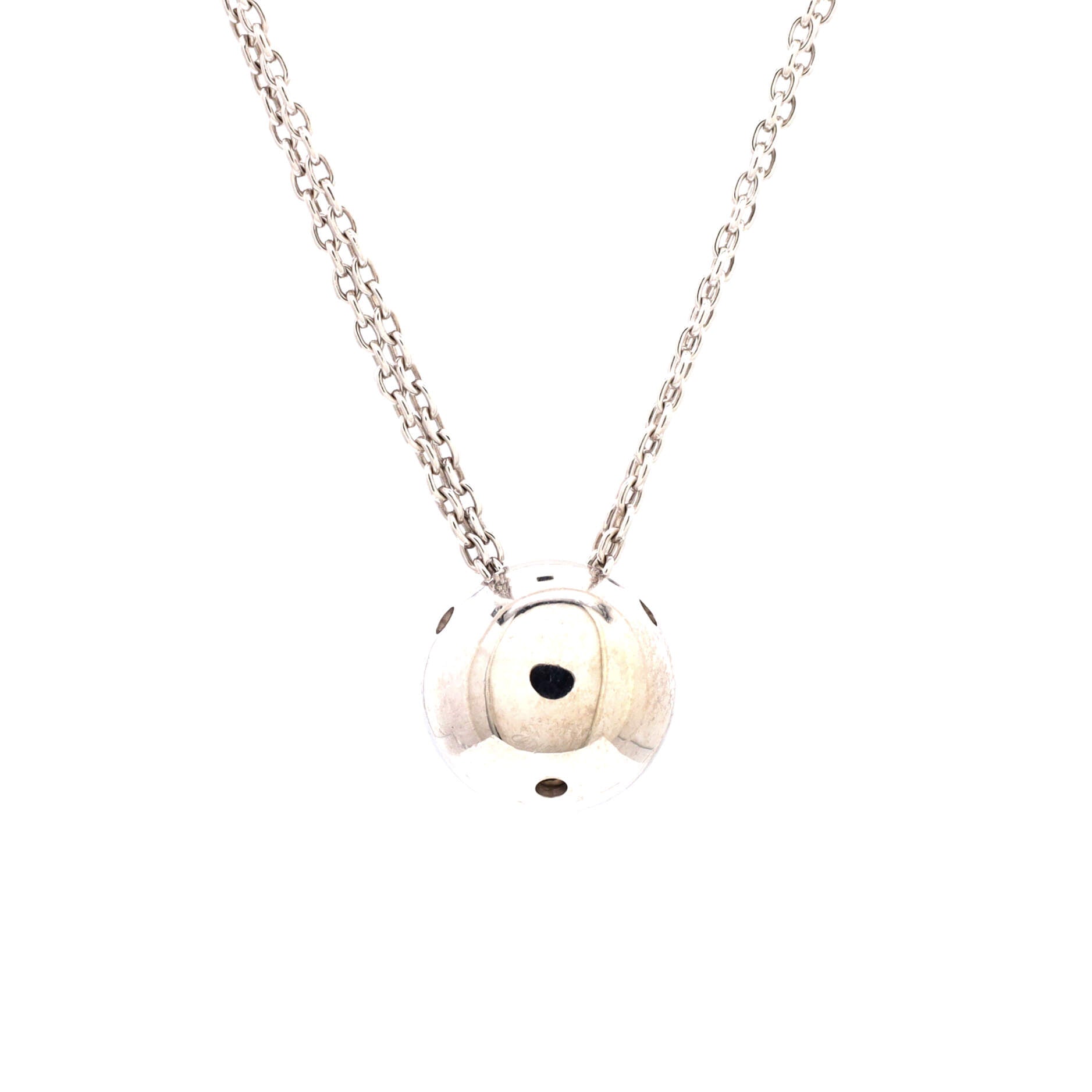 Happy Diamonds Ball Pendant Necklace 18K White Gold with Diamonds