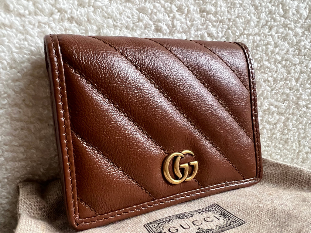 Gucci GG Brown Marmont Matelassé  Case Wallet (RRP £380)