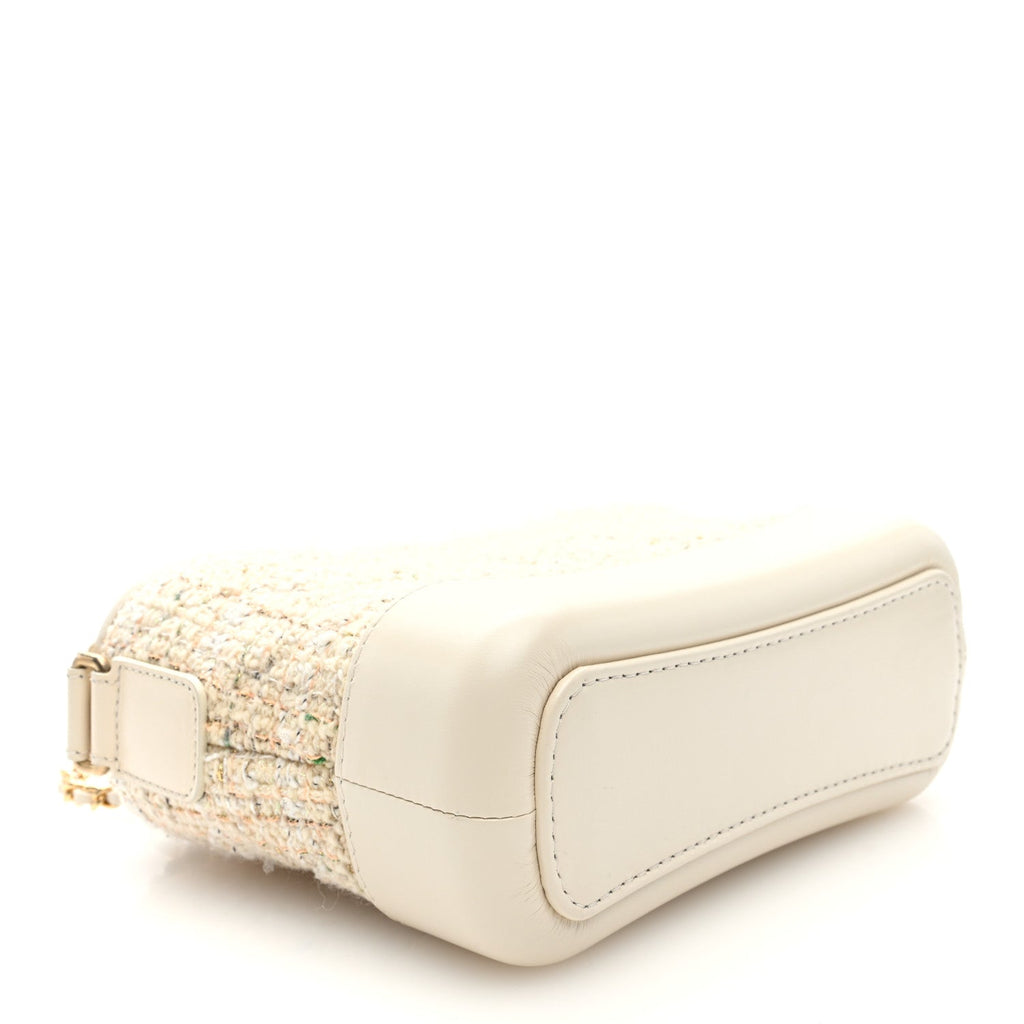 Tweed Calfskin Quilted Small Gabrielle Hobo Beige Ivory