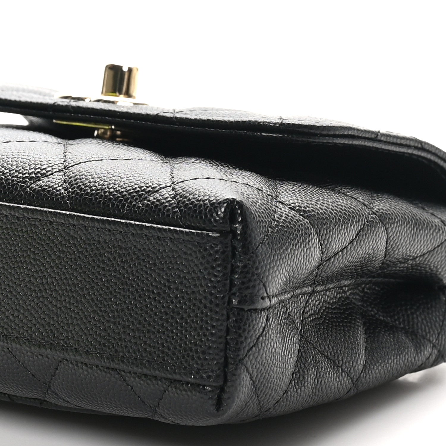 Caviar Quilted Coco Handle Clutch With Chain Black