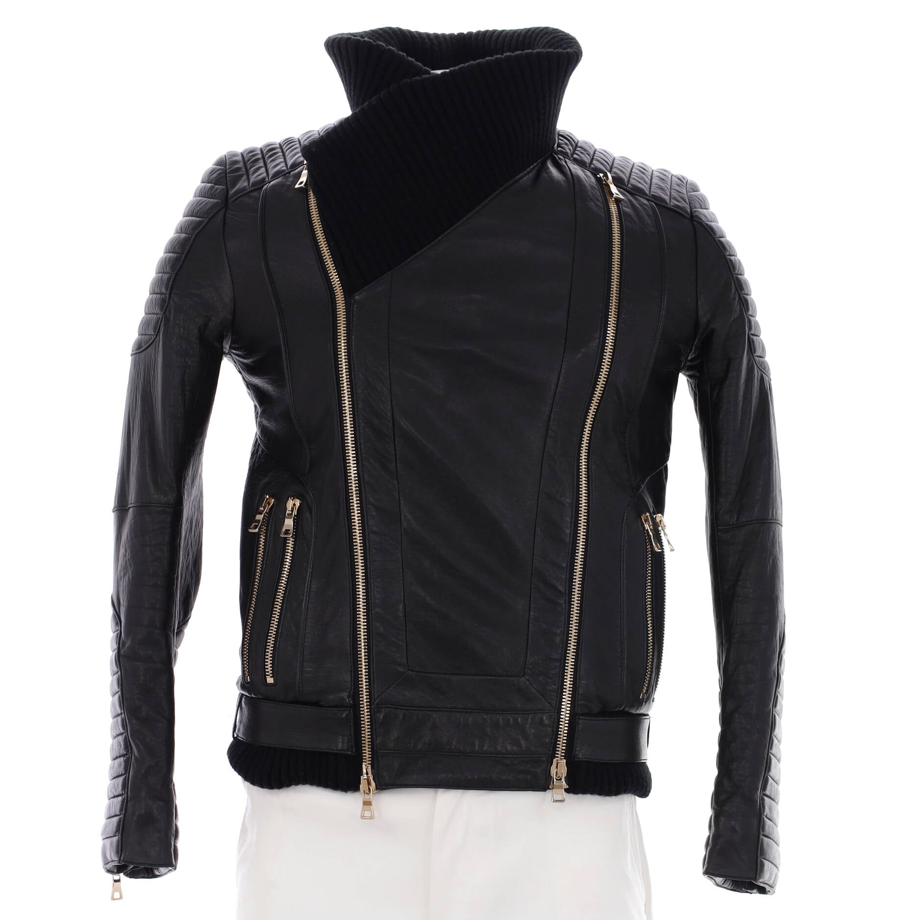Men's Moto Biker Jacket Leather and Cotton