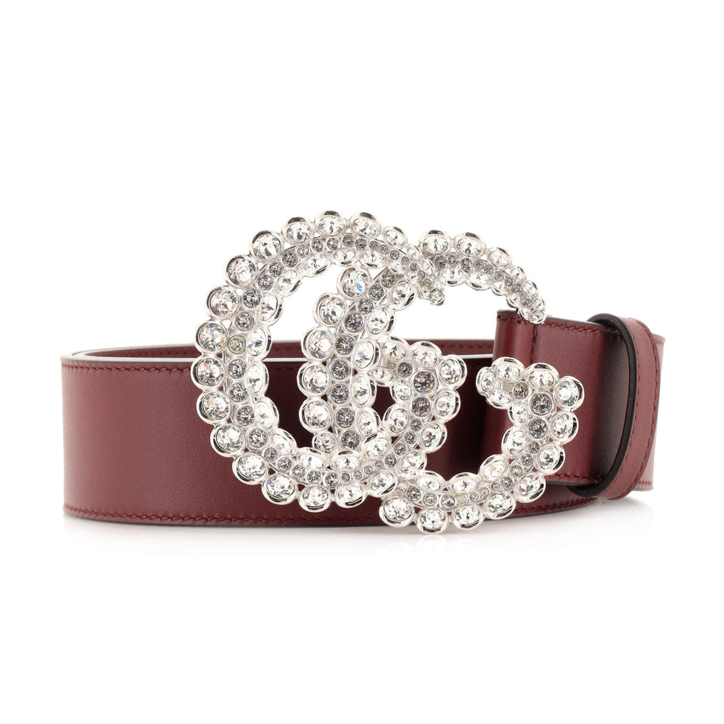 GG Marmont Belt Leather with Crystal Buckle Wide 85