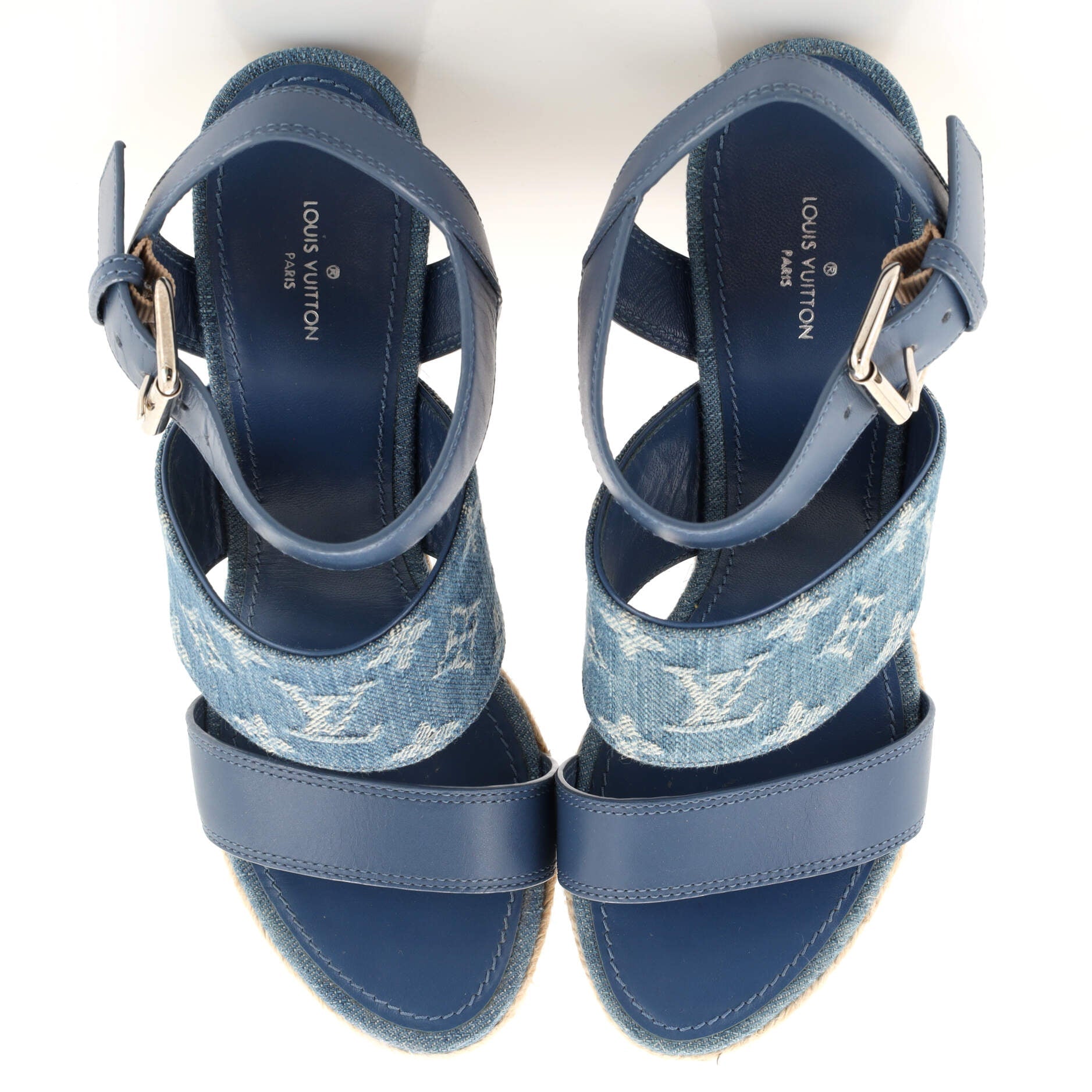 Women's Starboard Wedge Espadrilles Monogram Denim and Leather