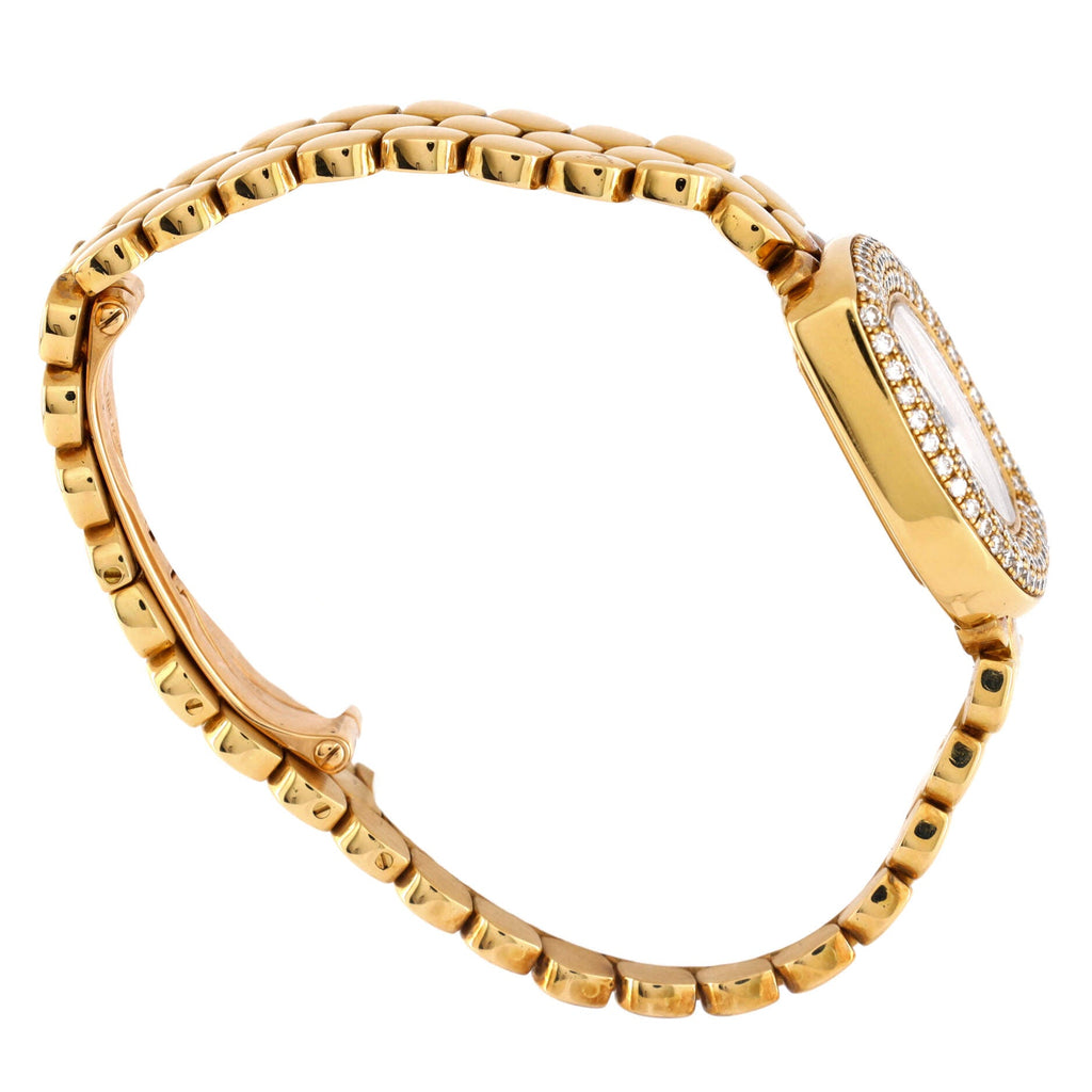 Navette Quartz Watch Yellow Gold with Diamond Bezel 24