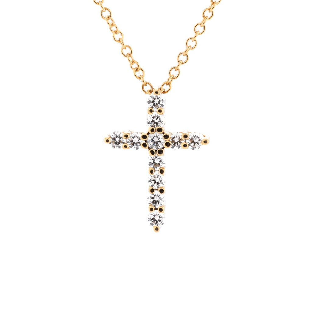 Cross Pendant Necklace 18K Yellow Gold with Diamonds Mini
