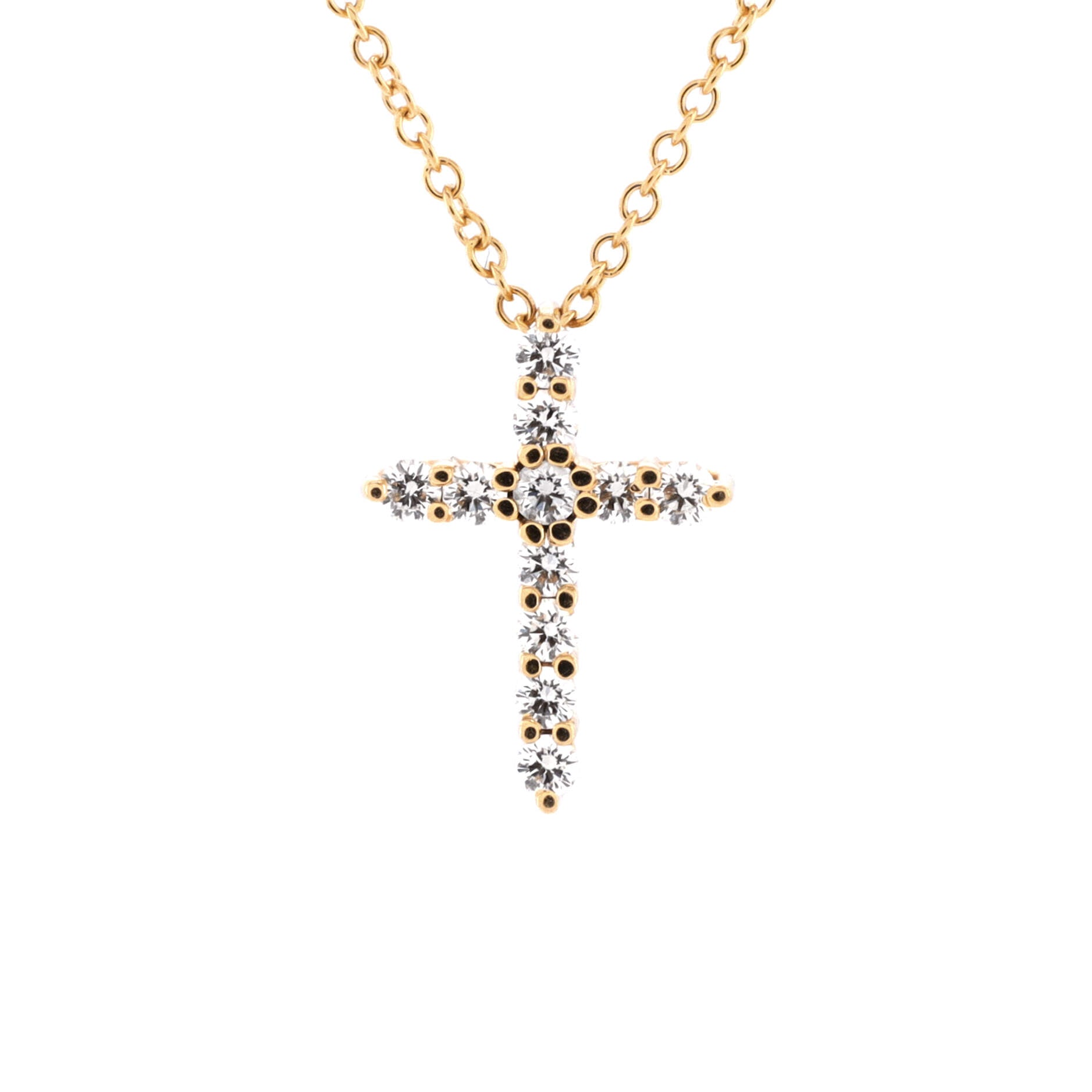 Cross Pendant Necklace 18K Yellow Gold with Diamonds Mini