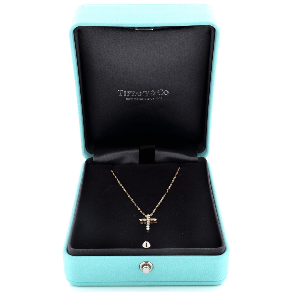 Cross Pendant Necklace 18K Yellow Gold with Diamonds Mini