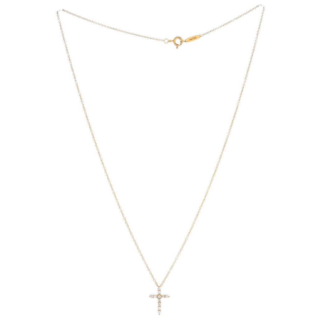 Cross Pendant Necklace 18K Yellow Gold with Diamonds Mini
