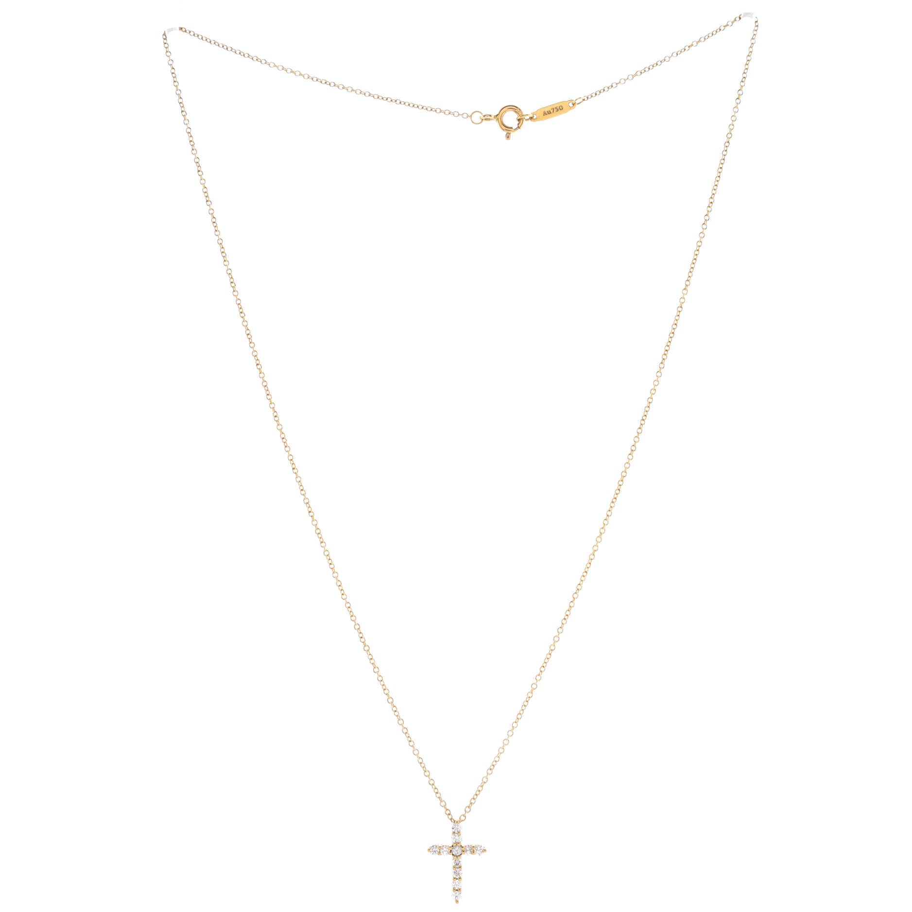 Cross Pendant Necklace 18K Yellow Gold with Diamonds Mini