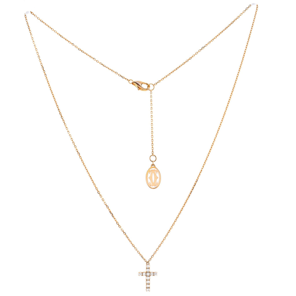 Cross Pendant Necklace 18K Rose Gold with Diamonds