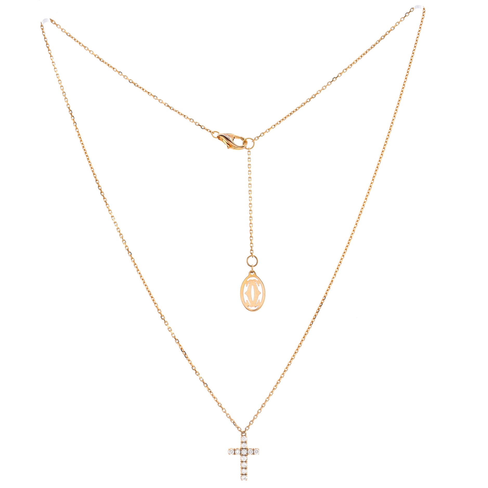 Cross Pendant Necklace 18K Rose Gold with Diamonds
