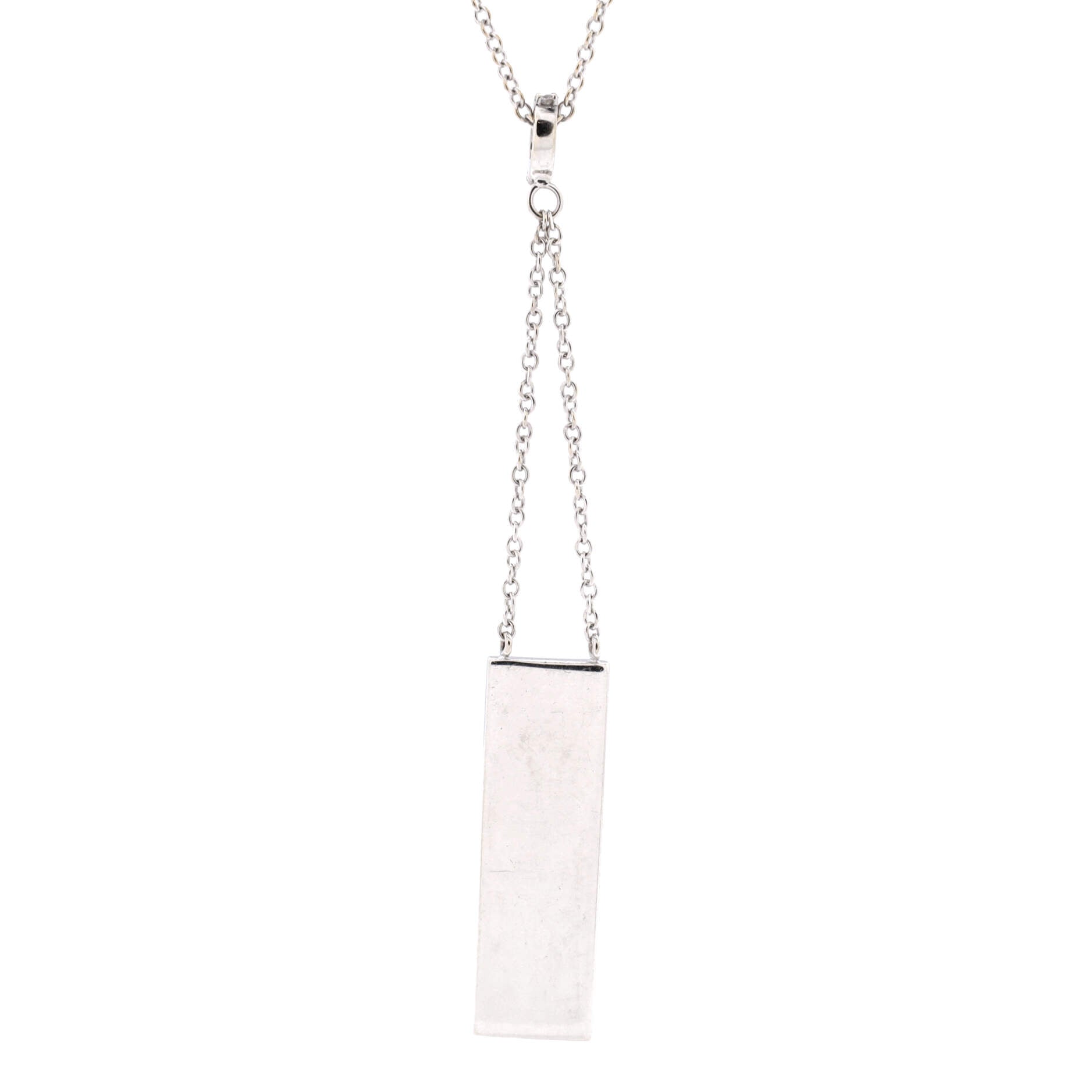 Vertical Bar Logo Lavalier Necklace 18K White Gold with Diamonds