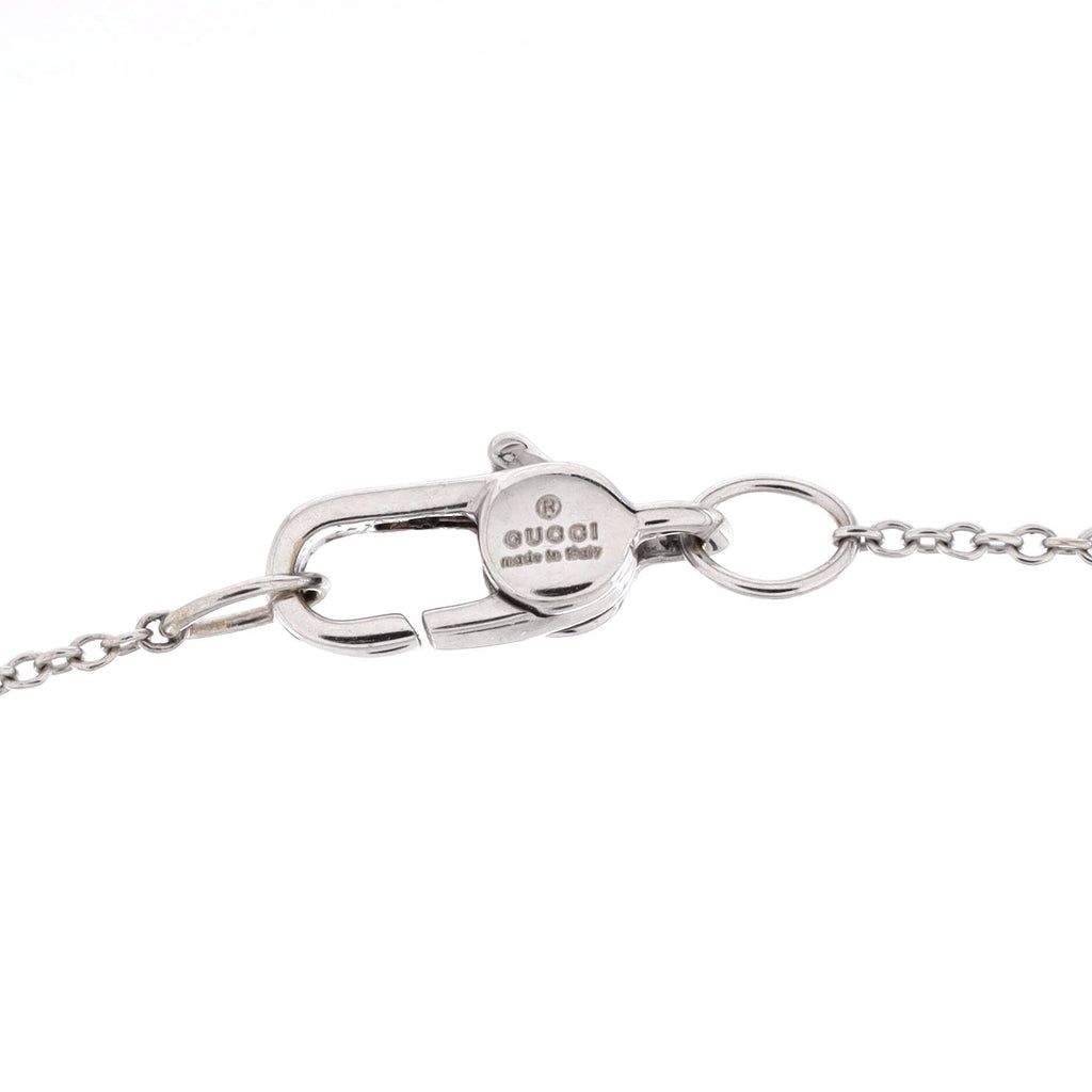 Vertical Bar Logo Lavalier Necklace 18K White Gold with Diamonds