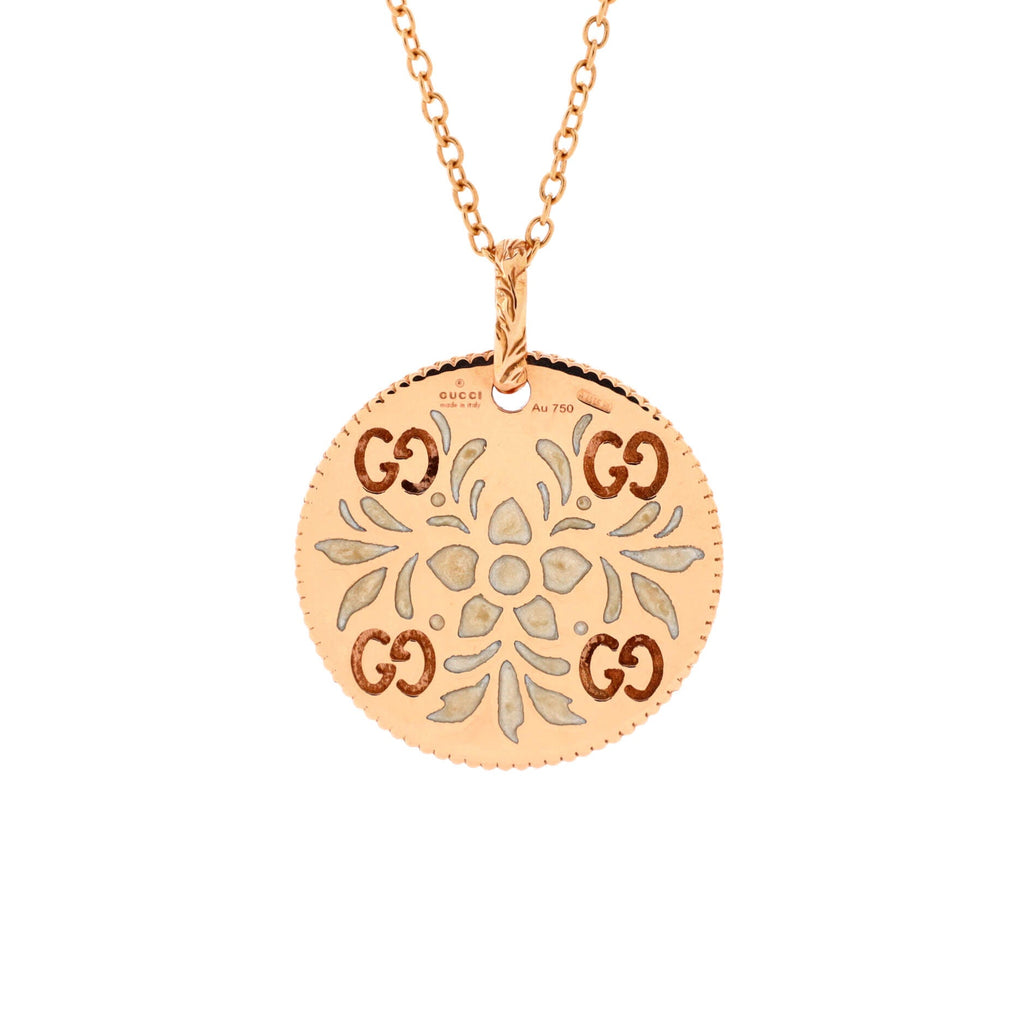 Icon Blooms Pendant Necklace 18K Rose Gold and Enamel