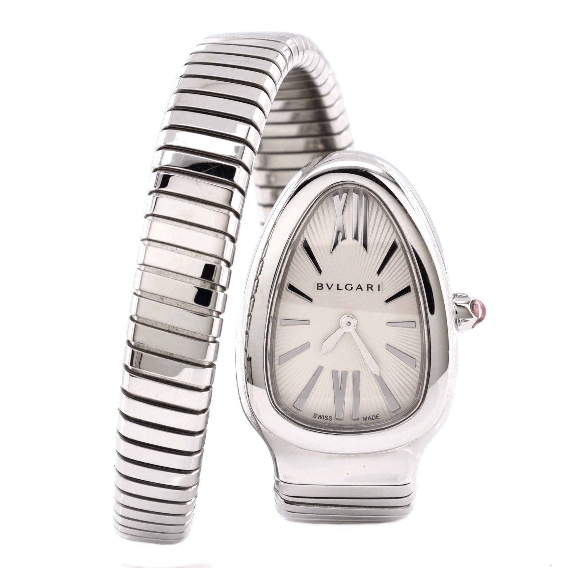 Serpenti Tubogas Single Spiral Quartz Watch Stainless Steel 23