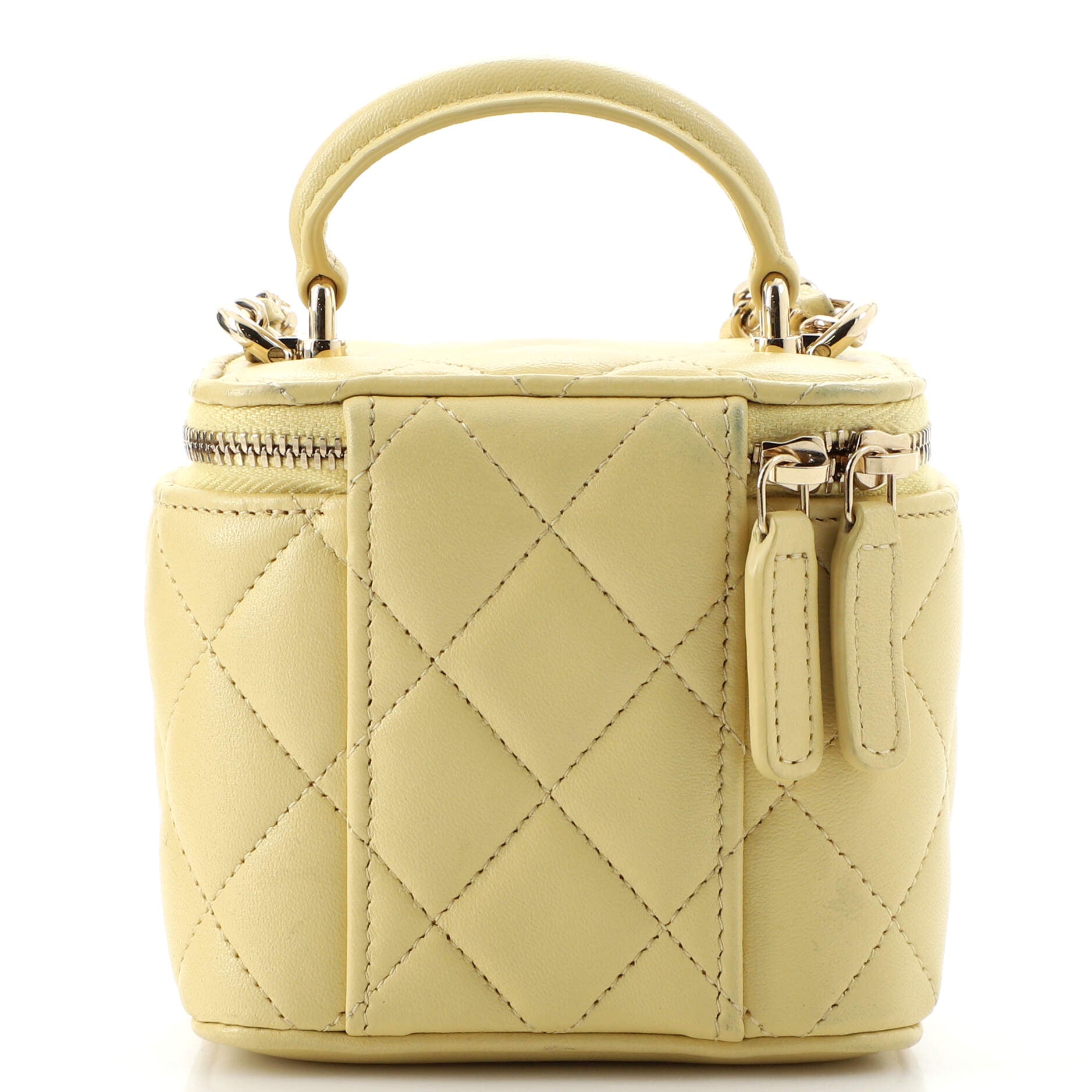 Classic Top Handle Vanity Case with Chain Quilted Lambskin Mini