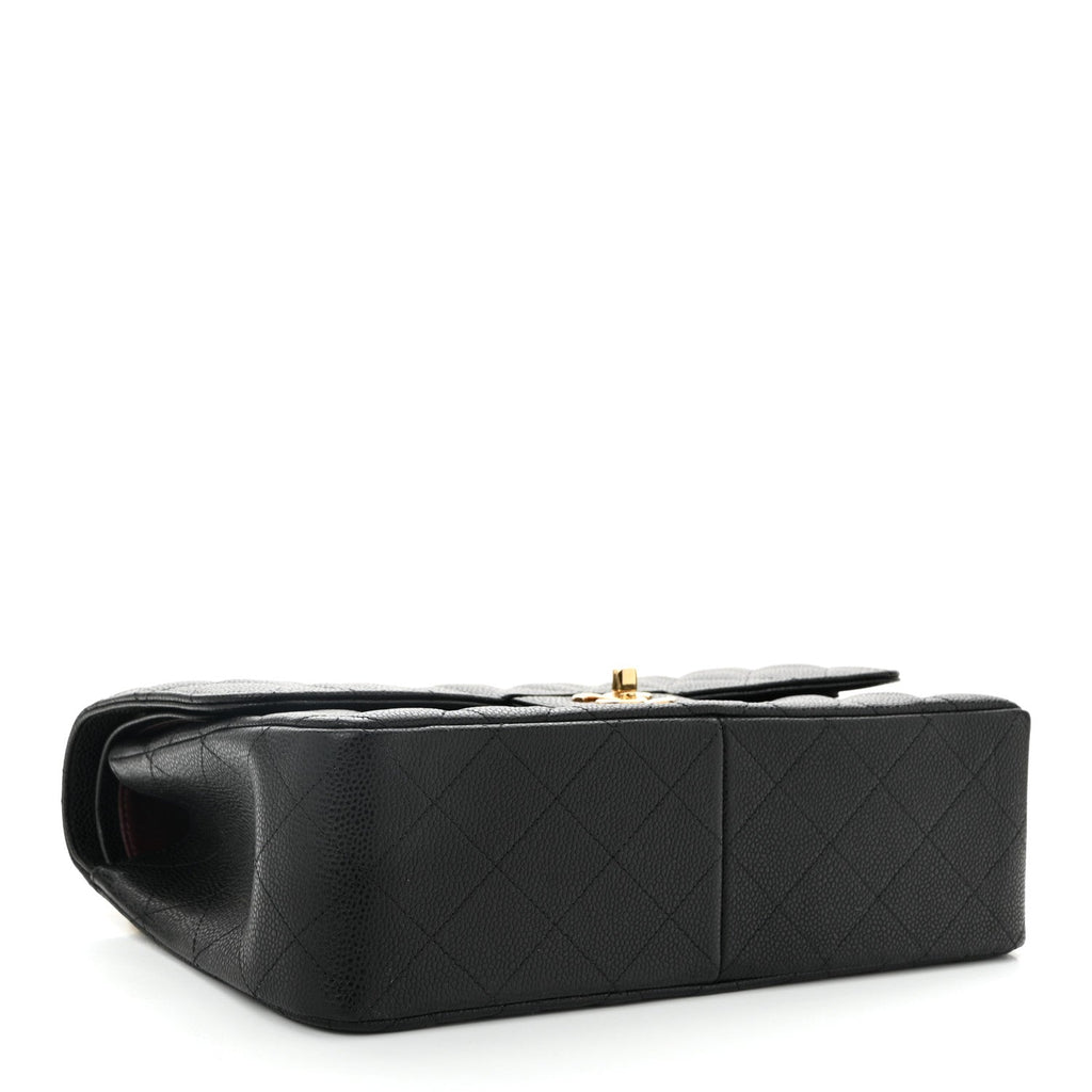 Caviar Quilted Jumbo Double Flap Black